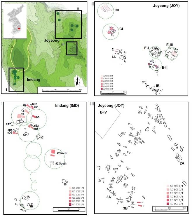 이번 연구에서 분석한 임당·조영 매장지의 위치  사이언스 어드밴시즈 제공