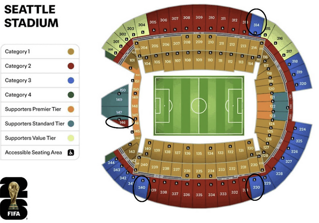 최근 변경된 시애틀 스타디움 티켓 가격 및 좌석 배치도. 디애슬레틱