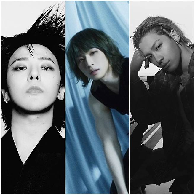 (왼쪽부터)지드래곤, 대성, 태양. 갤럭시코퍼레이션, 더블랙레이블, 알앤디컴퍼니 제공