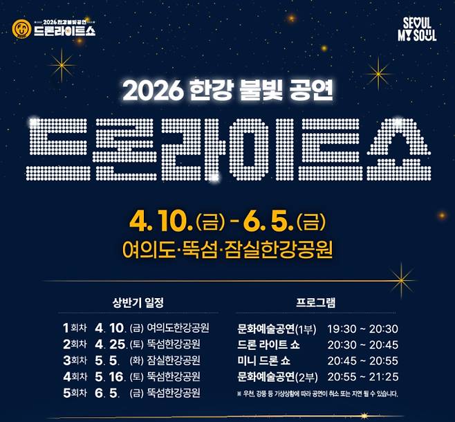 2026 한강 드론쇼 일정 시작…명당 자리는? ©서울시