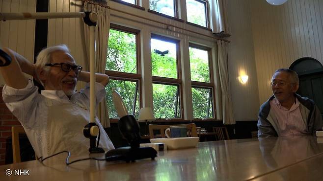 미야자키 하야오(왼쪽)와 스즈키 토시오./엔케이컨텐츠