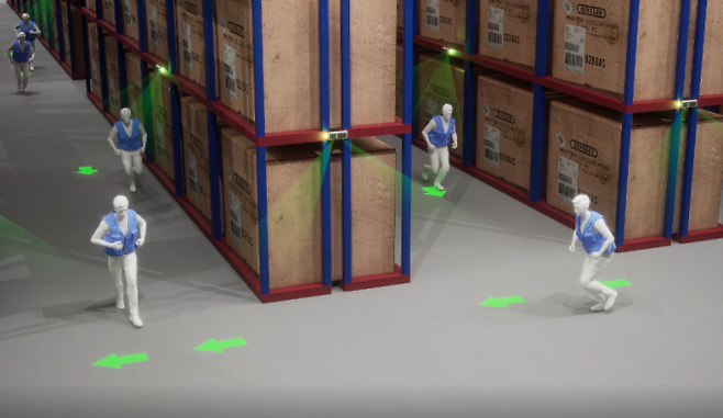 스마트 피난안내시스템 작동 시 피난 장면. 철도연 제공.