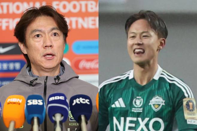 (왼쪽부터) 축구 국가대표팀 감독 홍명보, 축구선수 이승우 /사진=뉴스1, 뉴시스