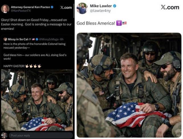 AI로 만들어진 사진을 공유한 공화당 정치인들의 SNS [출처=X]