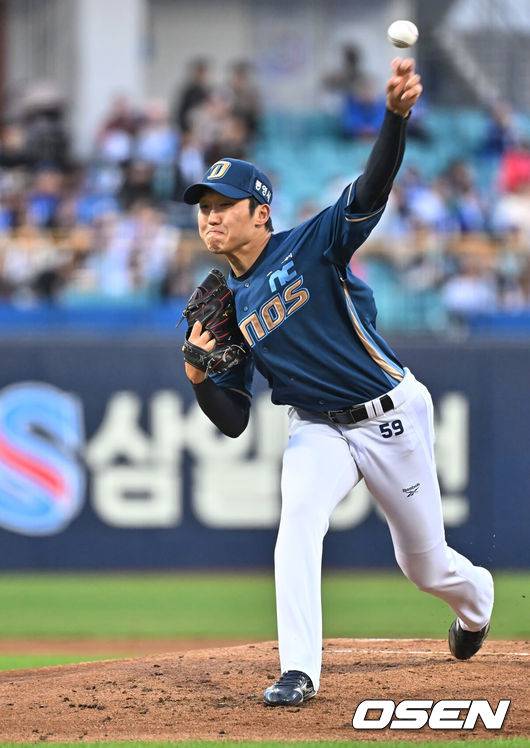 [OSEN=대구, 이석우 기자] 10일 대구삼성라이온즈파크에서 2026 신한 SOL KBO 리그 삼성 라이온즈와 NC 다이노스의 경기가 열린다. 홈팀 삼성은 후라도가, 방문팀 NC는 구창모가 선발 출전한다. NC 다이노스 선발 투수 구창모가 역투하고 있다. 2026.04.10 / foto0307@osen.co.kr