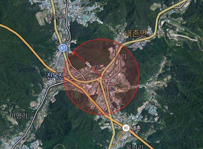 내촌취수장 일대 위성지도 모습&nbsp;ⓒ 포천시 제공
