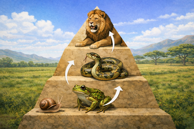 먹이사슬을 나타낸 이미지. Chat GPT 생성 이미지