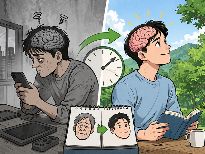 디지털 디톡스 2주, ‘인지 나이 10년’ 되돌린다 [그림=챗GPT]