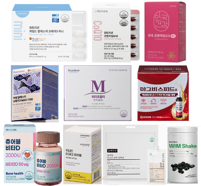 전문가들이 추천하는 다양한 영양제 이미지. 나이가 들수록 우리 몸의 활력이 떨어지고 기능이 퇴화하면서, 추가해야 할 영양제도 늘어난다. 만성피로에 시달린다면 어떤 영양제가 도움이 되는지 직접 먹어보면서 검증하자. [각 사 홈페이지]