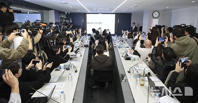 [서울=뉴시스] 조성우 기자 = 전인석 삼천당제약 대표가 지난 6일 오후 서울 서초구 삼천당제약 본사에서 열린 기자간담회에서 발언하고 있다. (공동취재) 2026.04.06. photo@newsis.com