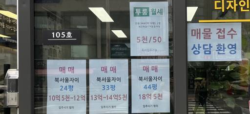 서울 강북구 미아동의 한 부동산중개업소에 매물 정보가 붙어 ※있다. /성채리 인턴기자