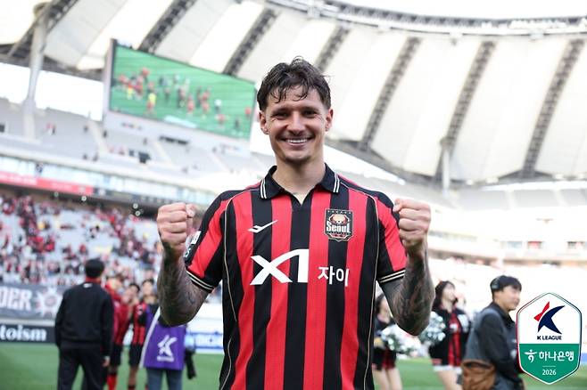 서울 클리말라가 11일 서울월드컵경기장에서 열린 전북과의 하나은행 K리그1 2026 7라운드 홈경기서 승리한 뒤 기뻐하고 있다. 사진=프로축구연맹