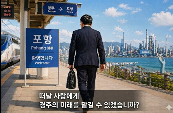 주낙영 예비후보를 경주를 떠나 포항으로 이사 갈 사람처럼 만든 AI 사진. [사진=주낙영 페이스북 캡쳐]