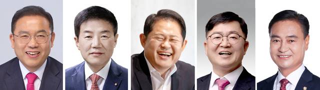 국민의힘 대구 동구청장 경선 후보들. (사진 왼쪽부터) 우성진, 배기철, 정해용, 서호영, 차수환