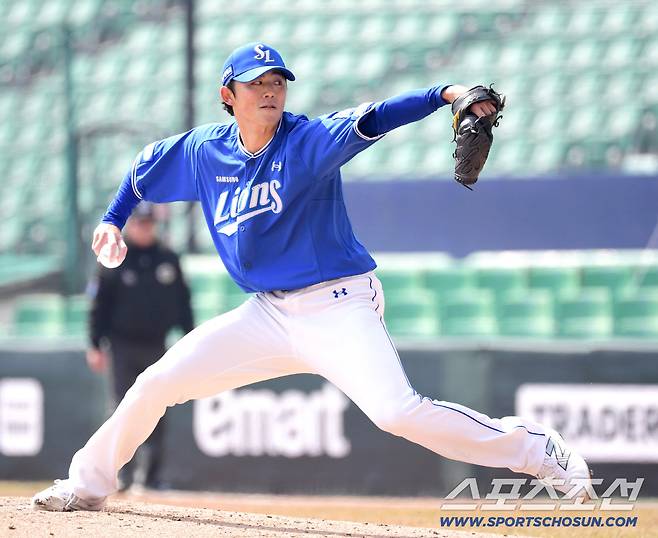 17일 인천 SSG랜더스필드에서 열린 KBO리그 SSG와 삼성의 경기. 투구하고 있는 삼성 미야지. 인천=송정헌 기자songs@sportschosun.com/2026.03.17/