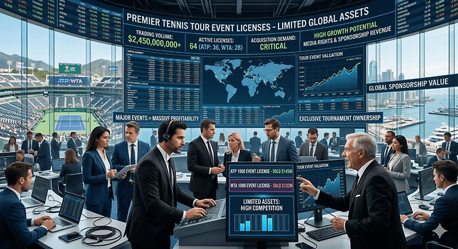 테니스 투어 대회의 시장을 가상으로 그린 이미지. Gemini