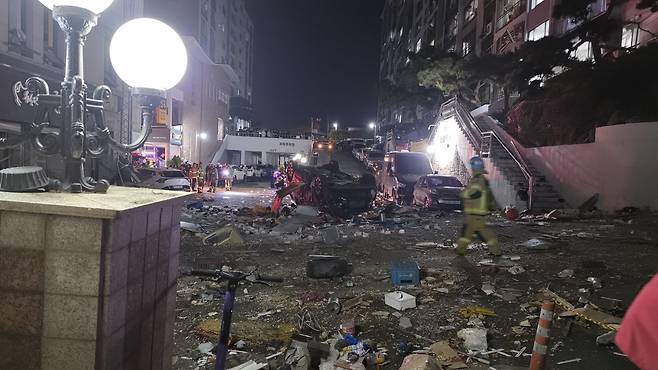 충북 청주시 흥덕구 봉명동의 가스 폭발사고 현장. (독자제공)뉴스1