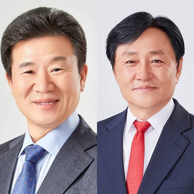 6·3 전국동시지방선거의 강화군수 후보로 나서는 (왼쪽부터)더불어민주당 한연희 강화미래발전운동본부 대표와 국민의힘 박용철 현 군수. 경기일보DB