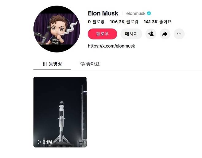 틱톡에 게시된 일론 머스크 인증 계정 [틱톡 캡처. 재판매 및 DB 금지]