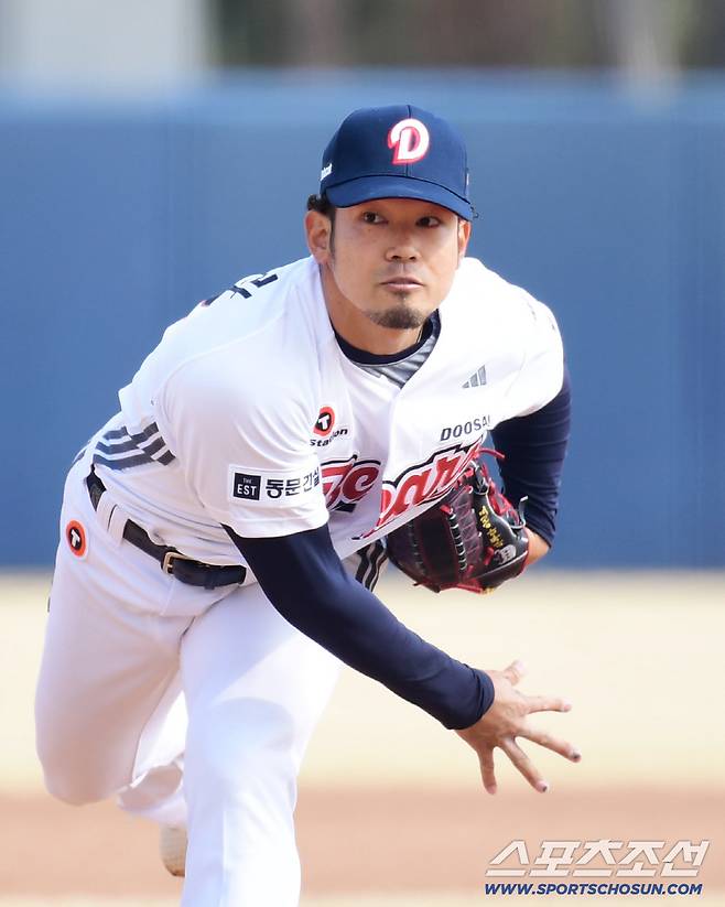 14일 이천 두산베어스파크에서 열린 KBO리그 시범경기 두산과 삼성의 경기. 투구하는 두산 타무라. 이천=송정헌 기자songs@sportschosun.com/2026.03.14/