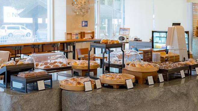 리조트 내 위치한 베이커리 브랜드 아라비스타에 다양한 빵이 진열돼 있다.ⓒ엘리시안 강촌