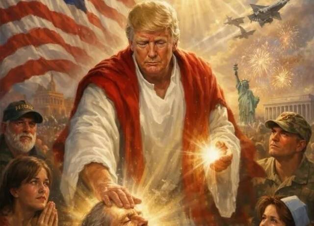 도널드 트럼프 미국 대통령이 자신의 트루스소셜에 올렸던 합성 사진. 트루스소셜 갈무리