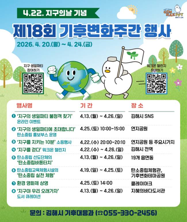 김해시, 지구의 날 기후변화주간 운영 포스터. /김해시