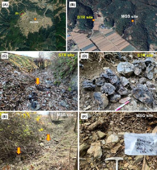 합천 운석충돌구에서 발견한 스트로마톨라이트 현장 사진들. 사진=한국지질자원연구원