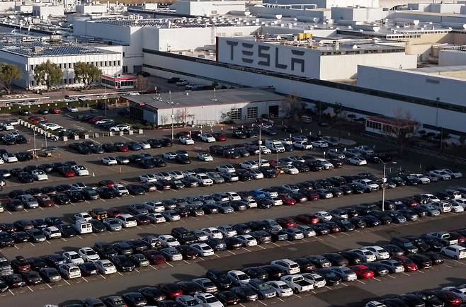 2026년 1월 29일: 캘리포니아주 산 라파엘에 위치한 테슬라 프리몬트 공장의 항공 사진. 사진=연합뉴스