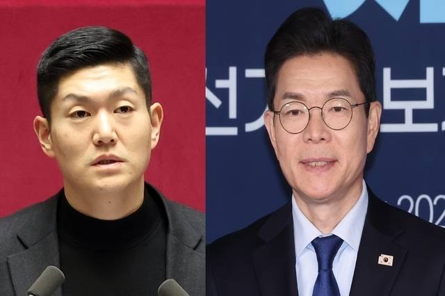 김재섭(왼쪽) 국민의힘 의원과 정원오 더불어민주당 서울시장 후보. 연합뉴스