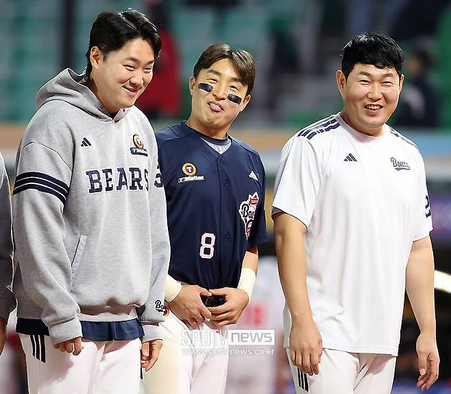 ▲ 왼쪽부터 양석환, 손아섭, 양의지 ⓒ곽혜미 기자