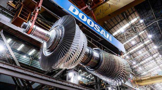 두산에너빌리티가 제작하는 가스터빈. 두산에너빌리티 홈페이지 캡처