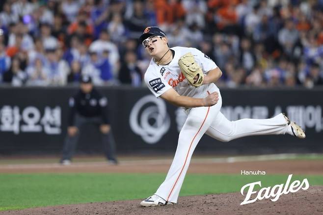 한화 김서현의 14일 삼성전 투구 모습.  [한화 이글스 제공. 재판매 및 DB 금지]