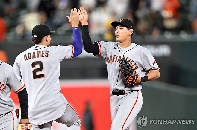 11일(한국시간) 볼티모어 오리올스전에 출전한 샌프란시스코 자이언츠 이정후 [게티이미지/AFP=연합뉴스]