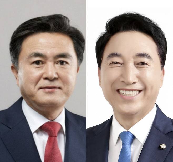 김태흠<왼쪽> 충남지사·박수현 의원. /사진=충남도청·박수현 의원실 제공