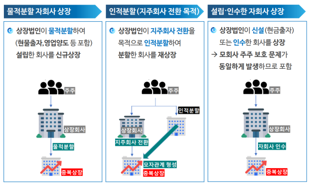 중복상장 심사대상 유형 [자료=금융위원회]