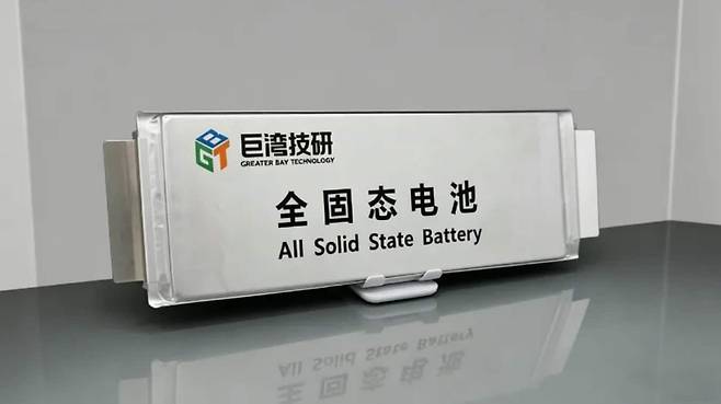 중국 광저우자동차(GAC) 산하&nbsp;그레이터 베이 테크놀로지(Greater Bay Technology)의 전고체 배터리셀 A샘플. (사진=GBT)