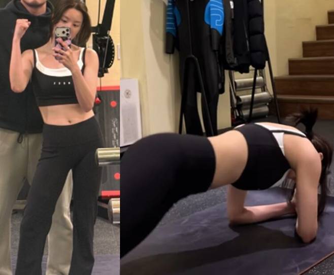 권은비가 복근 운동을 하고 있다. 사진=권은비 인스타그램