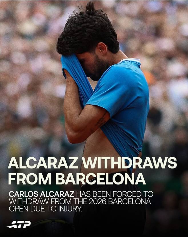 ATP 투어는 소셜미디어 등을 통해 알카라스의 기권 소식을 알렸다.
