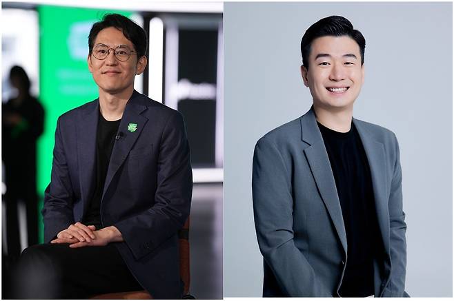 웹툰엔터테인먼트 김준구 최고경영자(CEO·왼쪽)와 김용수 프레지던트 [사진=웹툰엔터테인먼트(네이버웹툰)]