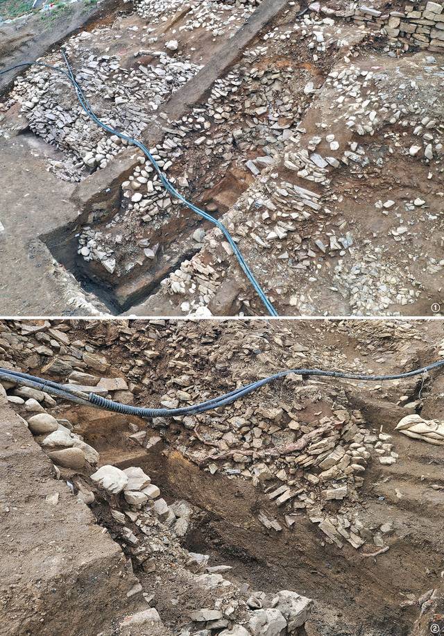 흙, 점토, 깬돌, 냇돌, 돌부스러기 등이 있는 내벽 하단부. 대구시 제공