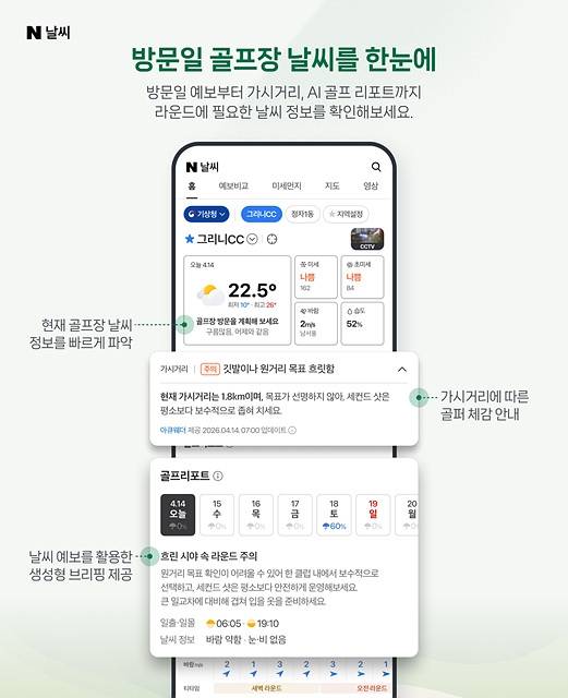 ▲네이버 골프장 테마날씨 화면 (제공=네이버)