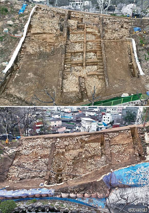 발굴조사 전경(외벽부, 내벽부) [사진=대구시]