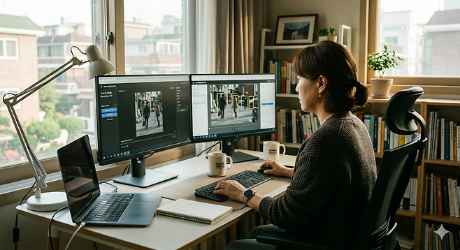 프리랜서 작업자가 데이터라벨링 작업을 하는 모습을 AI로 구현했다. [제미나이로 제작]