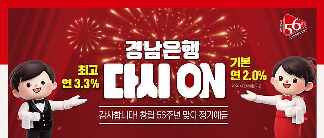 BNK경남은행 창립 56주년 '경남은행 다시 ON 정기예금' 안내 포스터 ⓒBNK경남은행 제공