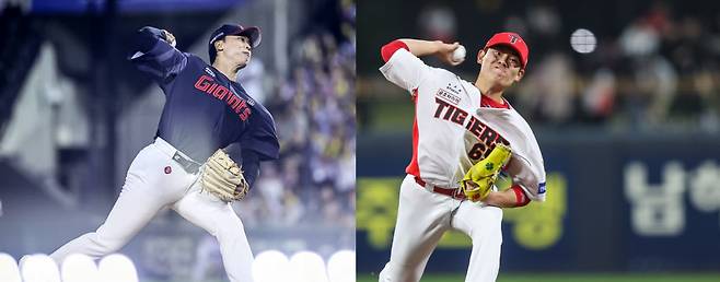 (왼쪽부터)롯데 박정민. KIA 성영탁. 각 구단 제공·연합뉴스