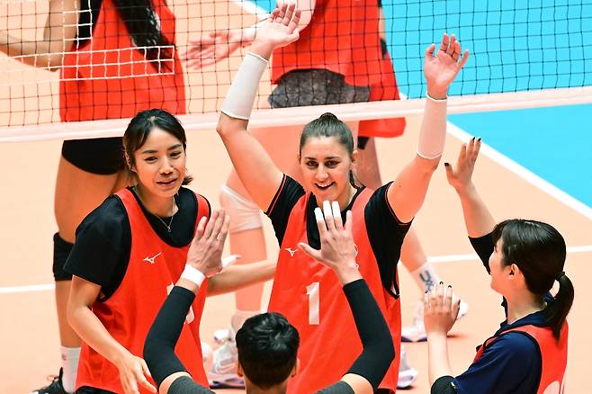 2024-25 여자부 아시아 쿼터 트라이아웃 연습경기 장면 [한국배구연맹 제공. 재판매 및 DB 금지]