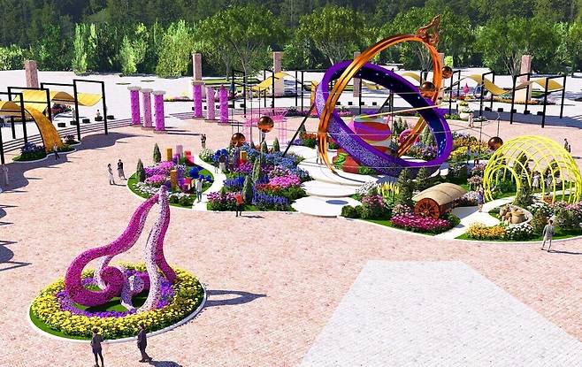 ▲ '2026 고양국제꽃박람회' 주제 광장에 설치될 '시간여행자의 정원' 조감도 /사진제공=고양시