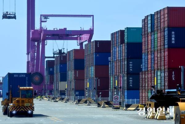 19일 인천 항만업계에 따르면 인천 신항 1-2단계 컨테이너 부두 운영을 맡게 될 ‘인천글로벌컨테이너터미널(IGCT)’의 법인 설립 절차가 완료됐다. 사진은 하역 작업을 진행 중인 인천 신항 컨테이너 터미널 전경. /경인일보DB