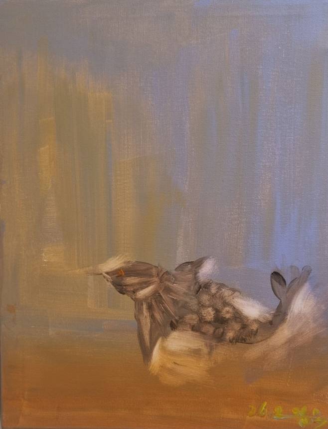 오정숙 작, 쏘가리의 바램,32×40cm, Acrylic on canvas, 작품 의도: 출세, 과거 급제, 부귀의 상징, '궐어'라고도 불리는 쏘가리를 그려 모든 분들과 함께 행운을 함께하고자 하는 염원